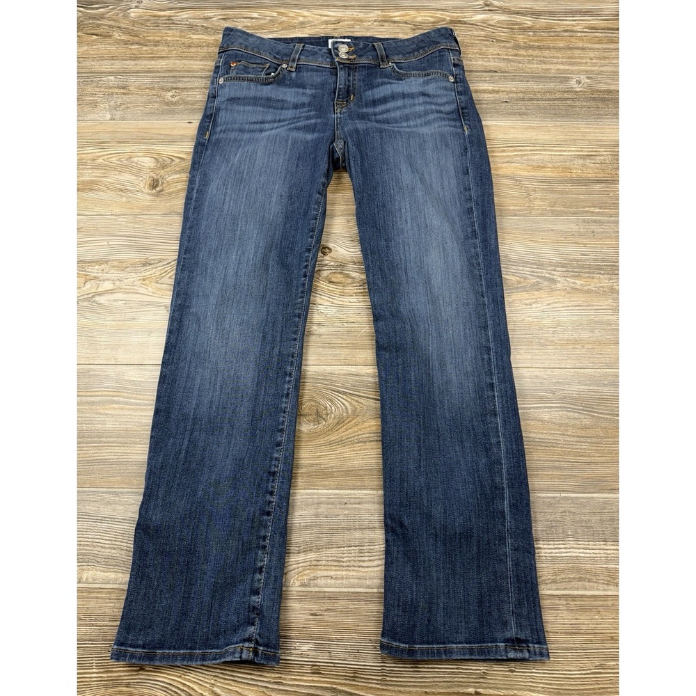 Hudson Jeans Womens 29/27 Blue Ginny Crop Straight Denim Cuffed Stretch USA Made